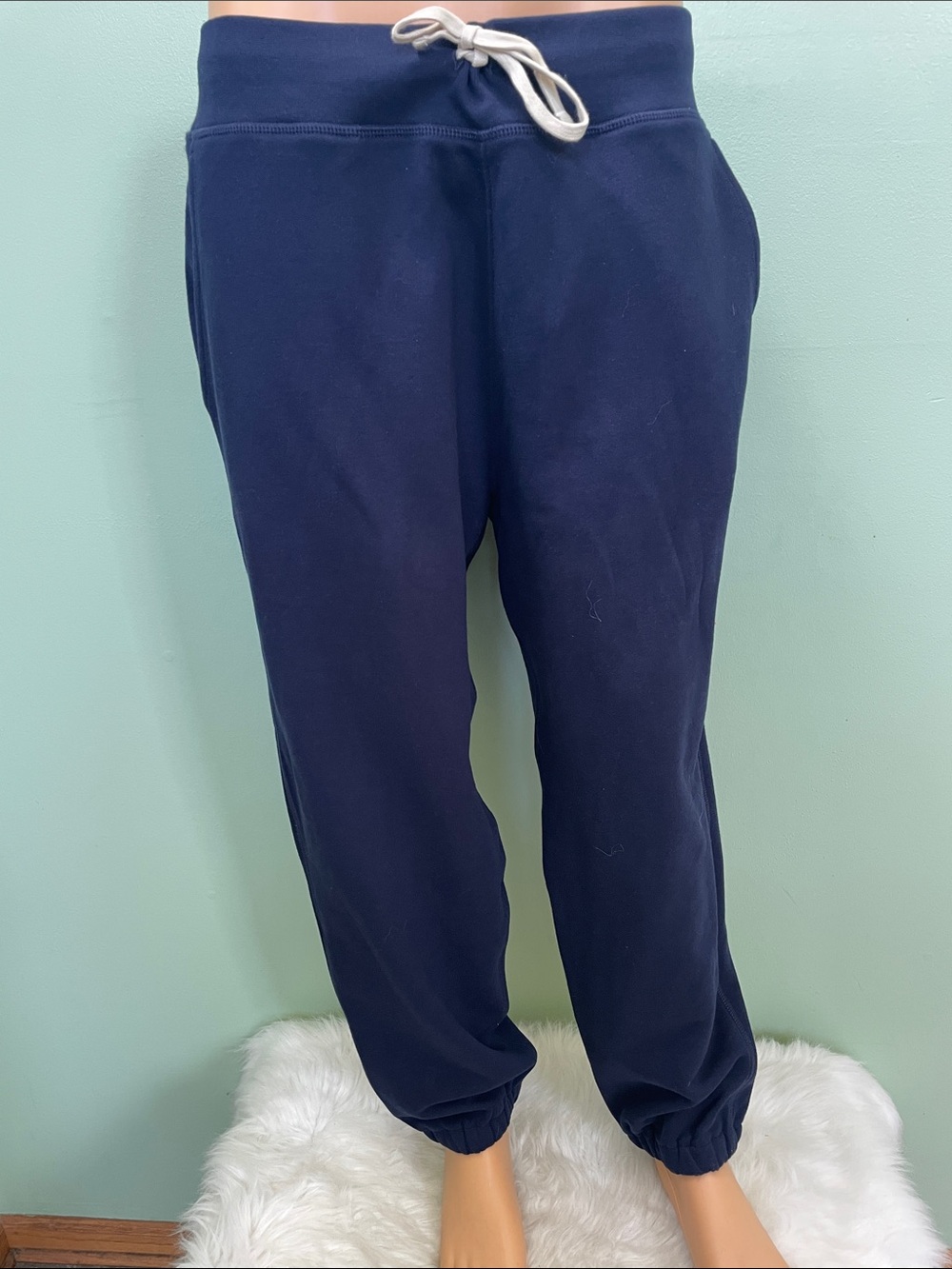 Classic Navy Drawstring Sweatpants with Elastic Cuffs